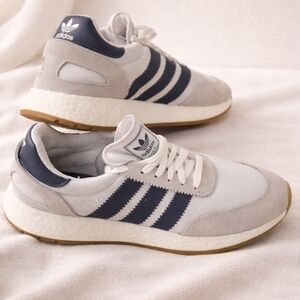 Adidas White and Dark Blue Running Shoes